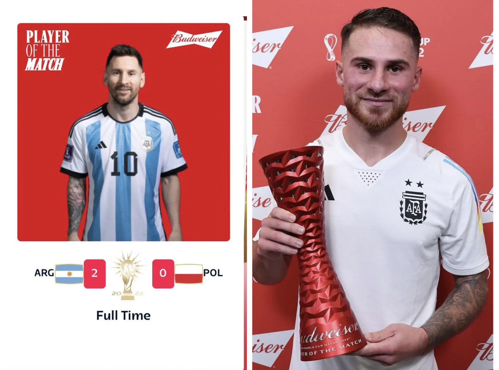 Messi trao giải  thưởng cho người đồng đội Mac Allister